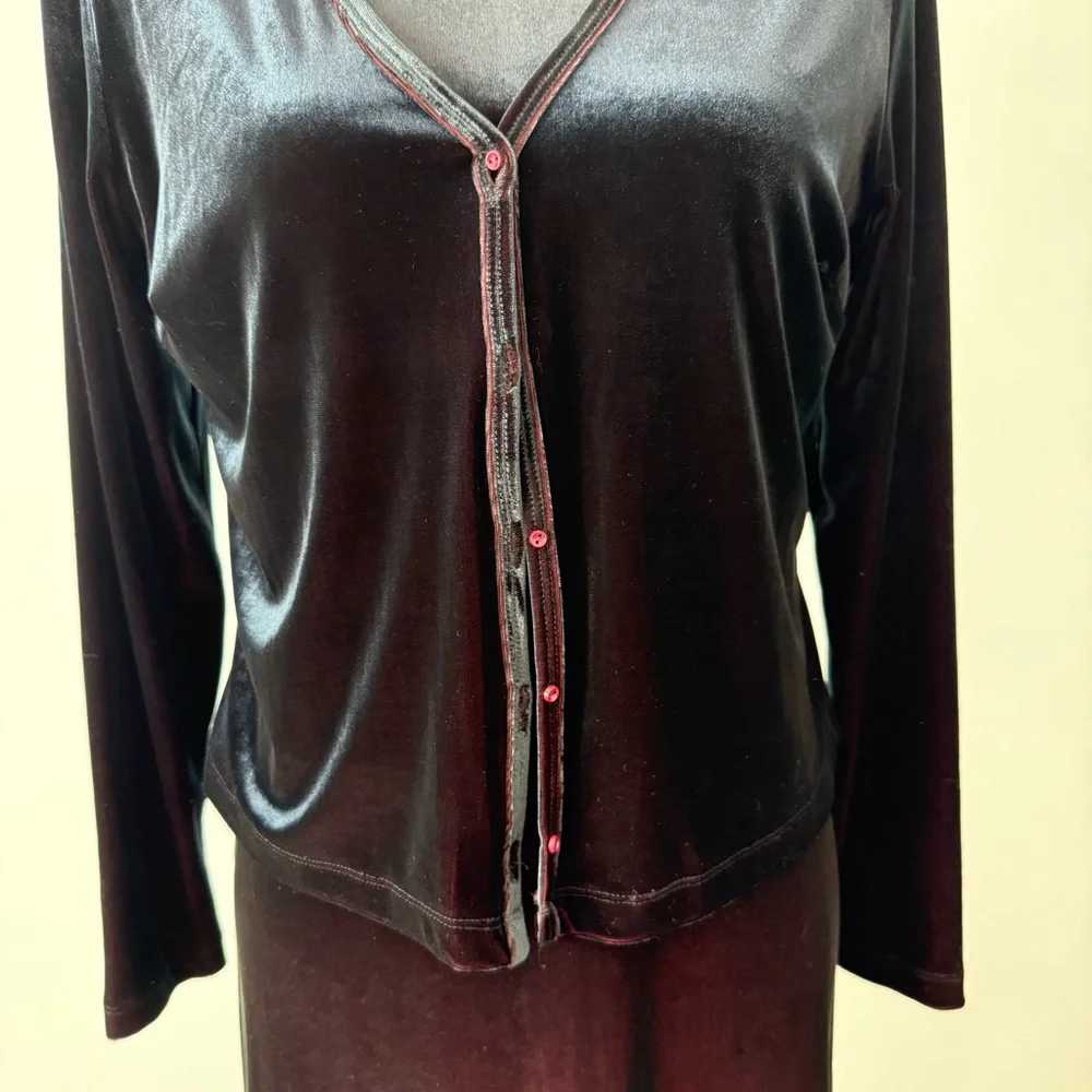 Vintage CDC Caren Desiree  Company Elegant Black Velvet Dress and Cardigan Set M - Picture 3 of 15